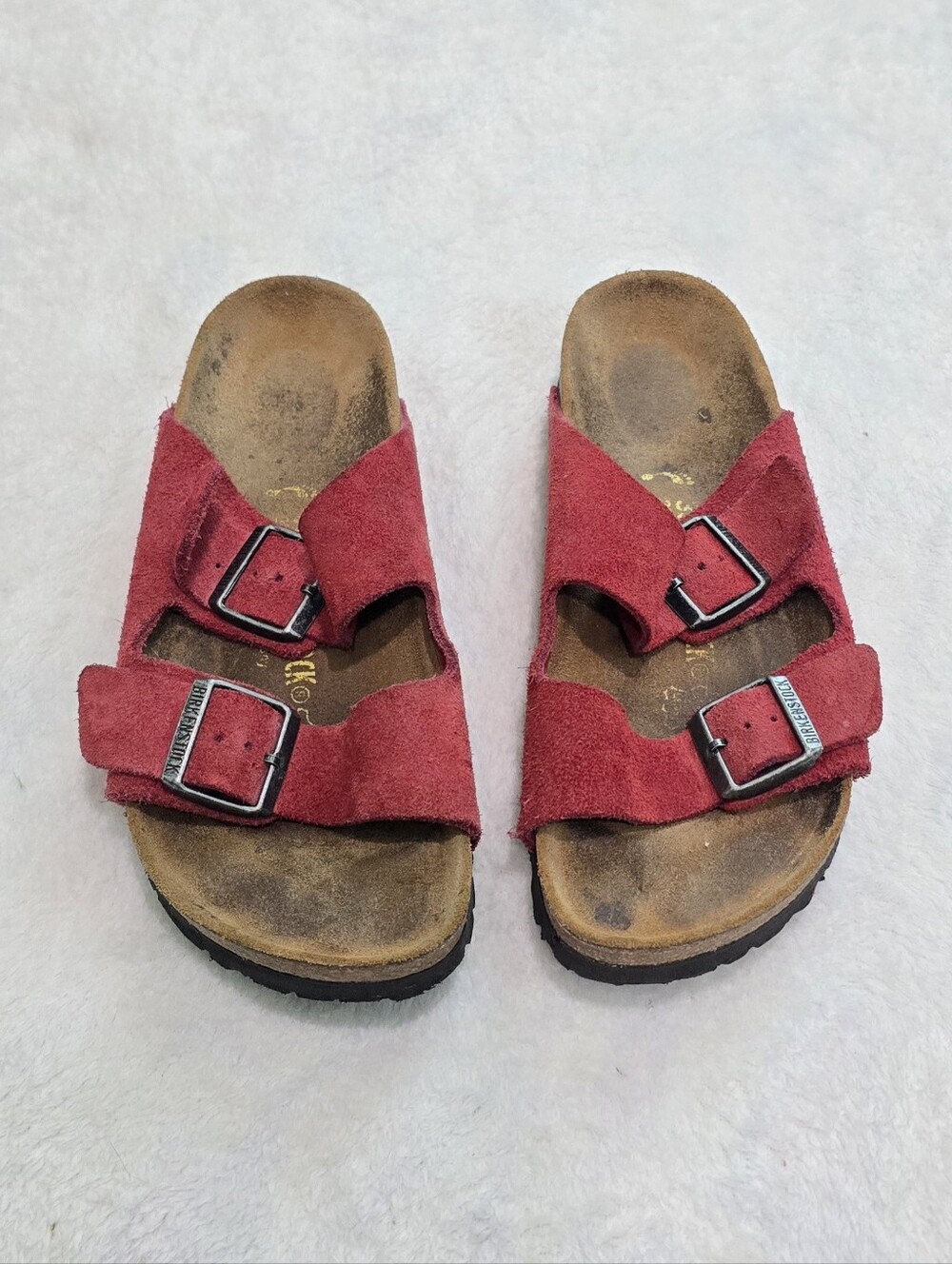 Women's Birkenstock Sandals Arizona Soft Footbed Res Suede Leather Shoes Size 8 - Picture 2 of 6